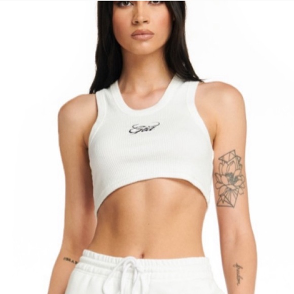 I AM GIA Vea White Crop Tank Top